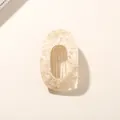 Pinza ovalada para el pelo de acetato beige crema con centro hueco y veteado - Empaque a granel / Blanco Crema Jaspeado