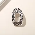 Pinza para el pelo redonda de acetato con elegante patrón de mármol negro blanco y marrón - Empaque a granel / Negro Jaspeado