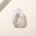 Elegante pinza ovalada para el cabello con textura de mármol blanco y gris en acetato - Empaque a granel / Gris Jaspeado