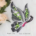Butterfly embroidery patch with pink floral pattern, size 16.5x19.5cm and 7.9g weight - Pink White Embroidery Butterfly (GZ-4918)