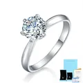 Classic six-prong Moissanite ring in silver with GRA certificate and gift box - 5-carat White Gold (with Gift Box And Certificate) / US Size 6