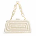 Dettaglio della borsa da sera in acrilico marmo bianco con trama geometrica in 3D - Stile Pagoda a Gradini (小宝塔)