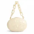 Elegante pochette da sera ovale in acrilico bianco crema con effetto marmo e catena - Stile Uovo Ovale (小圆蛋)