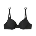 Détail du tissu noir lisse d'un soutien-gorge push-up avec armature de soutien - S / Noir (Bonnet Mince)