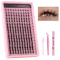 DIY eyelash extension kit with 160 clusters, dual-end bond and seal, plus pink tweezers - Eyelash Tool Kit (DIY-SET-737)