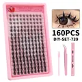 160 clusters DIY eyelash extension set with bond, seal, tweezers and pink brush - Eyelash Tool Kit (DIY-SET-739)