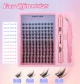DIY cluster eyelash extension kit with glue bond seal and pink tweezers set - Eyelash Tool Kit (DIY-SET-702)