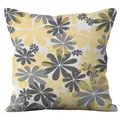 Funda de cojín cuadrada con estampados de margaritas amarillas y grises en fondo blanco - Estilo Margarita Multicolor en Capas (CRD14-4) / 45x45 cm