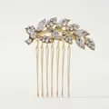 Peine nupcial de oro elegante con diamantes de imitación brillantes y seis púas de metal - Dorado (Lujo Ligero)
