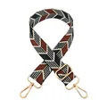 Adjustable brown chevron woven strap for handbags with gold metal swivel hooks - No.11 Silver Silk Black Coffee Silver Buckle