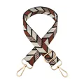 Adjustable woven purse strap with colorful geometric arrow patterns and gold clips - No.12 Silver Silk Beige Coffee Silver Buckle