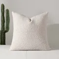Cream white textured bouclé throw pillow cover on a modern minimalist sofa - 45x45 / No Insert / Milk Tea