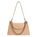 Khaki chain small square bag with natural texture leather and dual shoulder straps - Khaki