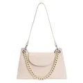 Minimalist cream white chain shoulder bag with stylish trapezoid shape and textured leather - Off White