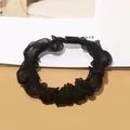 Elegant black mesh scrunchie with subtle shimmer finish and elastic hair band - Mesh Hair Tie / Black Mesh