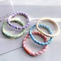 Elastic braided hair scrunchies in pastel macarons colors with matching buckles - Woven Hair Ties Set / Macaron Series