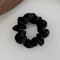 Classic black satin scrunchie with high elasticity and elegant smooth silk texture - Scrunchie / Satin Black