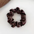 Solid coffee brown satin scrunchie with smooth silk texture and high elasticity - Scrunchie / Satin Dark Coffee