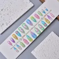 WY-140 Pastel ocean press-on nails featuring 3D dolphin, starfish and shell charms - WY-140 / 10 Pieces In Xs Size