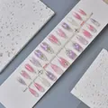 Pink gradient press-on nails with lily of the valley, pearls and gold accents - Full Box Set / Pink Purple Gradient Lily of the Valley Style (WY-125)