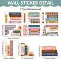 17-piece colorful school book PVC window clings with motivational quotes for classroom - Book Spine Style D (UV26Y80286S_T)