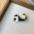 Cute panda hair claw clip made of pearlescent acetate material in black and white finish - Pearlescent White Panda Duckbill Clip / 4.5*2.5cm