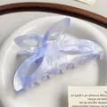 Elegante pinza per capelli a farfalla azzurra in acetato con effetto marmo - Blu Viola 10.5CM
