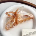 Elegante molletta a farfalla con texture marmorizzata ambra per acconciature grandi - Sabbia Dorata 10.5CM