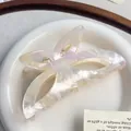 Elegante molletta per capelli a farfalla grande con sfumatura perlata viola e crema - Viola Scintillante 10.5CM