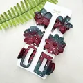Detailansicht der Blumen- und geometrischen Haarklammern mit Farbspritzer-Struktur - Künstlerischer Farbverlauf Splatter Stil (Set 29)