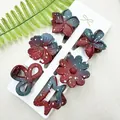 Detail von 5-teiliges Blumen-Haarklammer-Set mit dunkelrot-grünem Farbverlauf-Finish - Mattes Sternen Farbverlauf Stil (Set 30)