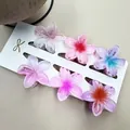 Set aus sechs Haarspangen mit Harzblumen und Farbverlauf auf einer weißen Displaykarte - Durchscheinender Farbverlauf Heller Stil (Set 32)