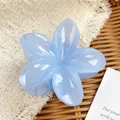 Sweet light blue flower claw clip with polished finish and smooth acrylic resin - 8cm / Blue