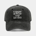 Detail of white embroidery text on washed black cotton fabric of a 40th birthday baseball cap - 40 Years Old / Black