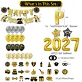 Deko-Set für Neujahr 2027 mit Bannern Luftballons und Foto-Requisiten für Silvester - 2026 Neujahrs-Party-Set (Banner + Ballons + Requisiten + Folienballons + Bänder)