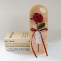 Handmade crochet red rose bouquet with gift card and ribbon for Mother's Day - Rose Red