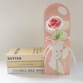 Handmade crochet pink rose bouquet for Mother's Day with gift card and ribbon - Rose Gradient Pink