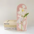 Handmade crochet white carnation gift with pink ribbon for Mother's Day present - Bloomed White Tulip
