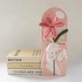 Handmade pink crochet lily bouquet with Mother's Day tag and pink ribbon gift set - Bloomed Deep Pink Tulip