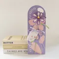 Handmade crochet carnation bouquet gift set in purple with greeting card and ribbon - Gradient Purple Cosmos
