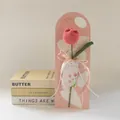 Handmade pink knitted tulip bouquet in Mother's Day gift packaging with ribbon - Chubby Deep Pink Tulip