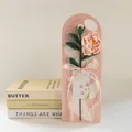 Handmade crochet pink camellia flower gift set with Mother's Day card and ribbon - Camellia Pink