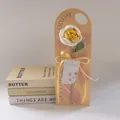 Handmade crochet white rose bouquet with yellow center in elegant gift packaging - Gradient Yellow Rose