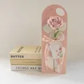 Handmade pink crochet rose with Happy Mother's Day tag on decorative card and ribbon - Rose Pink