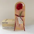 Handmade crochet red carnation flower with gift card and ribbon for Mother's Day gift - Carnation Red
