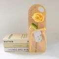 Handmade crochet yellow rose bouquet with silk bow and greeting card for Mother's Day - Rose Yellow