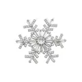 Elegante broche de copo de nieve plateado con circonitas brillantes para trajes - Estilo de Copo de Nieve Pavé (L007-B)
