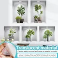 3D Wandtattoo grüne Topfpflanzen, transparentes PVC-Material, 55cm x 83cm groß - Groß / Fünf-Gitter-Topfpflanzen-Set