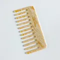 Pettine in acetato con trama marmorizzata giallo crema e denti larghi per capelli - Bianco Sporco
