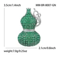 Grüne Flaschenkürbis-Brosche mit Zirkonia und Versilberung, 3,5 cm x 2,1 cm - Palladiumweiß K-grün 8007-gn